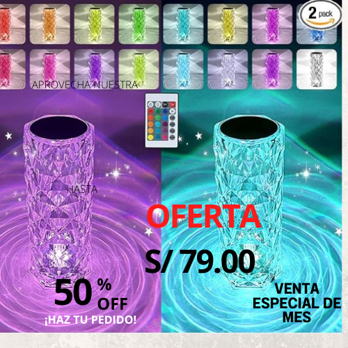 LAMPARA CRISTAL 3D +CONTROL REMOTO - TACTIL